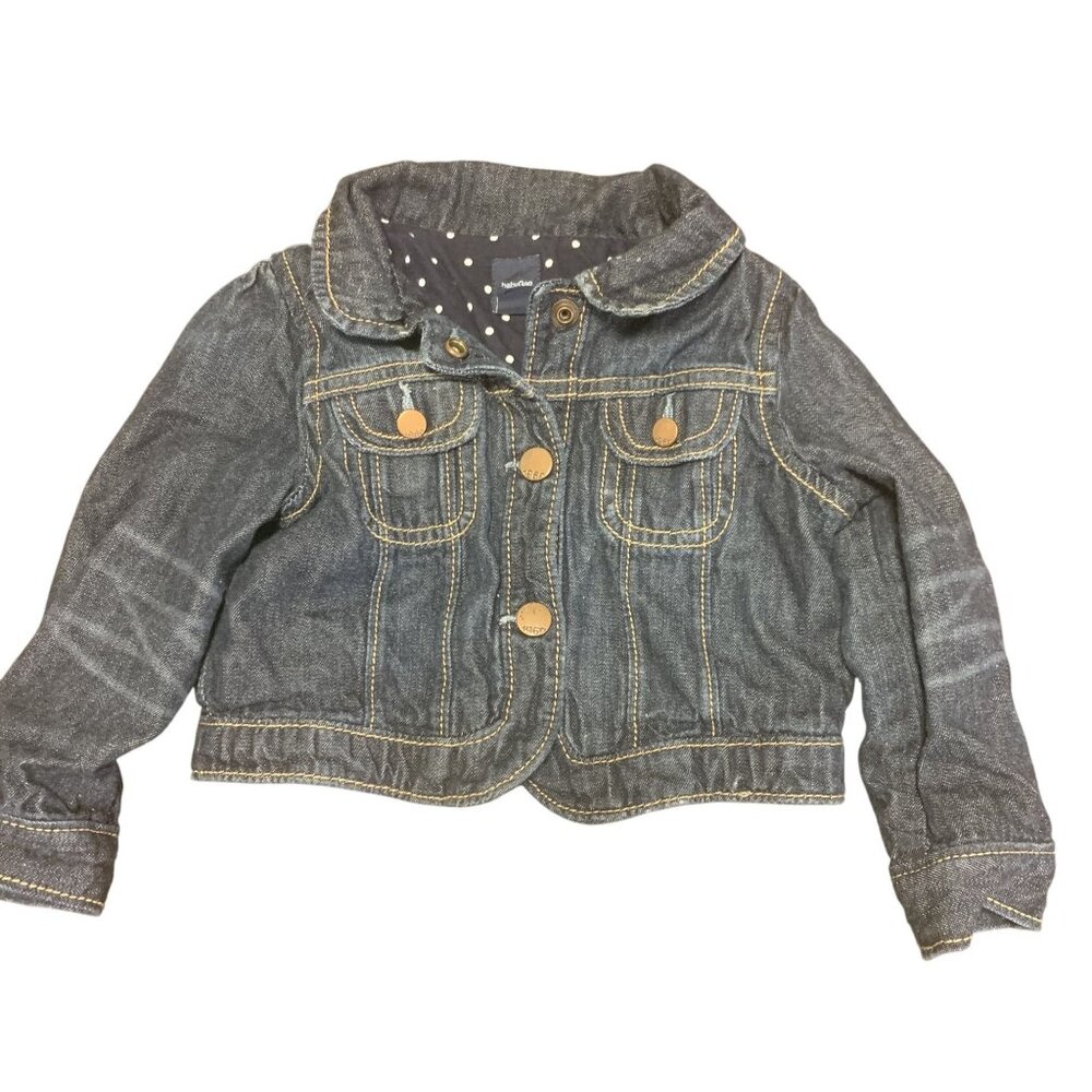 BabyGap Baby 18-24M Denim Polka Dot Jacket 100% Cotton